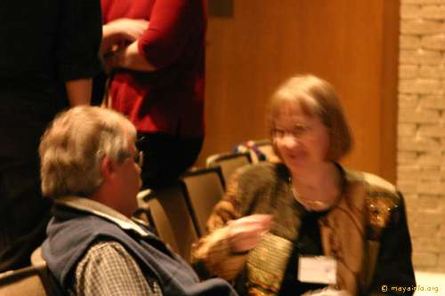 Peter Matthews and Karen Bassie conferring.