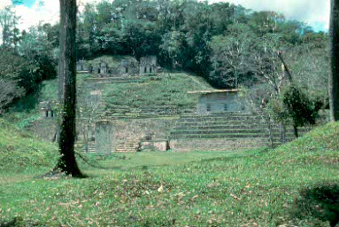 Bonampak. Three door at right lead to murals.