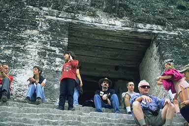 Several of us resting at the top of Temple IV