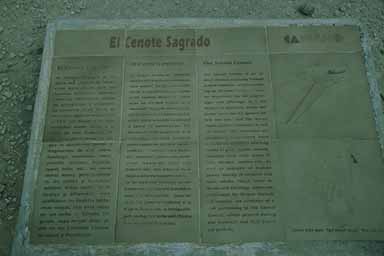 Plaque describing the sacred cenote