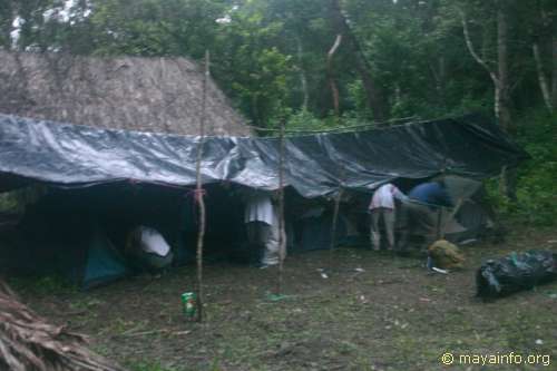 The awning we set up our tents under at Camp Yucatan.