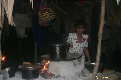 Esmerelda cooking breakfast at Camp Yucatan.
