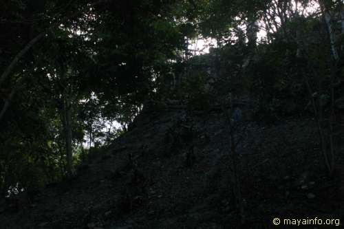 The climb to the top of Temple 1 at Nakbe.