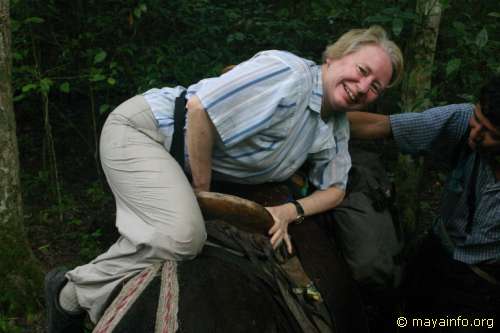 Virginia Miller mounting mule.